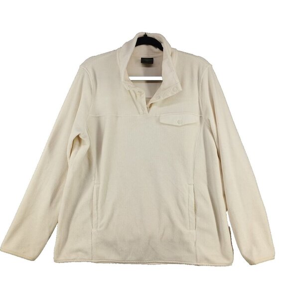 32 Degree HEAT Fleece Jacket Size LARGE Men Ivory Knit Pullover Henley Winter - Picture 1 of 12